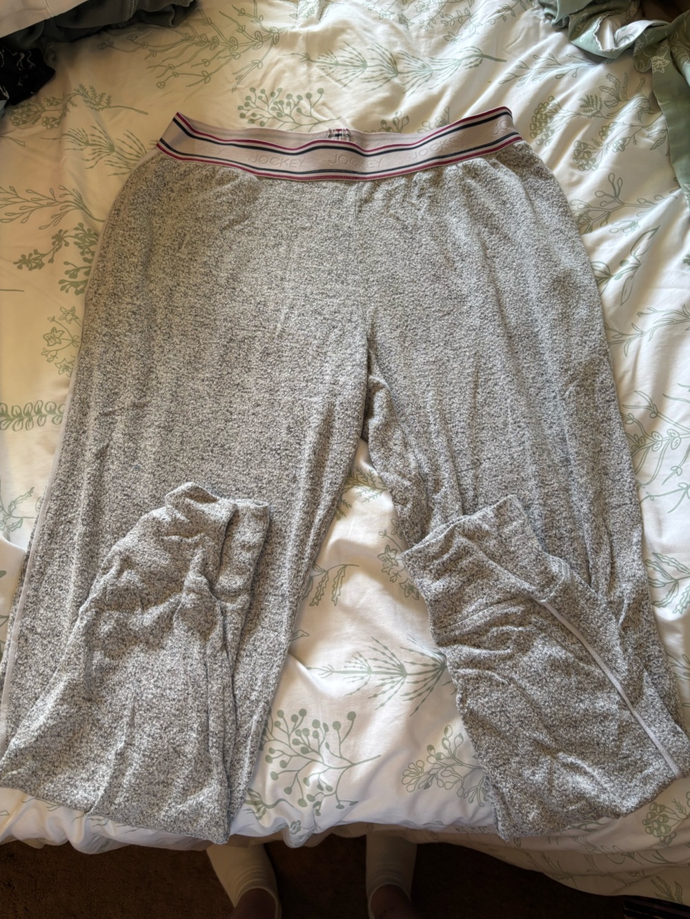 Jockey Gray Marled Track Pants with Striped Waistband